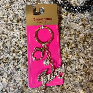 Juicy Couture Pink and Gold Rhinestone Keychain